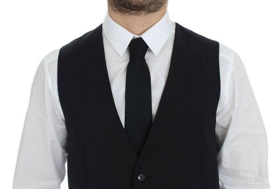 Dolce & Gabbana Blue Cotton Stretch Dress Vest Blazer -  Vests for Men Suits -  Dolce & Gabbana.