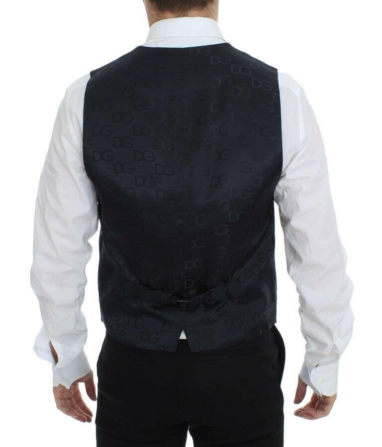 Dolce & Gabbana Blue Cotton Stretch Dress Vest Blazer -  Vests for Men Suits -  Dolce & Gabbana.