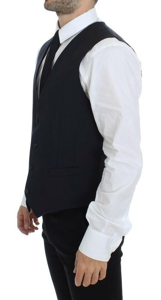 Dolce & Gabbana Blue Cotton Stretch Dress Vest Blazer -  Vests for Men Suits -  Dolce & Gabbana.