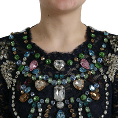 Dolce & Gabbana Blue Crystal Floral Lace Long Gown Dress -   -  Dolce & Gabbana.