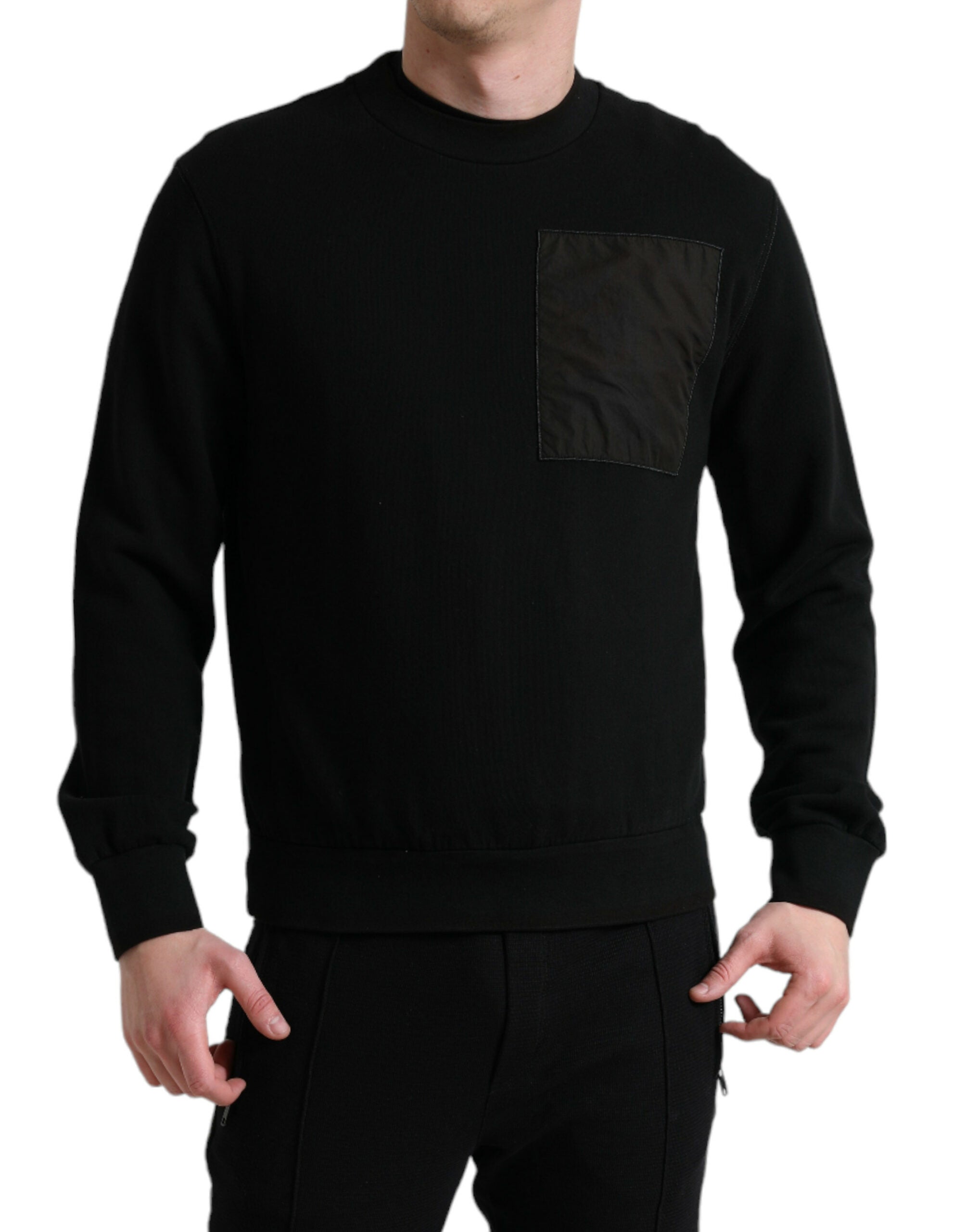 Dolce & Gabbana Black Cotton Crew Neck Men Pullover Sweater -   -  Dolce & Gabbana.