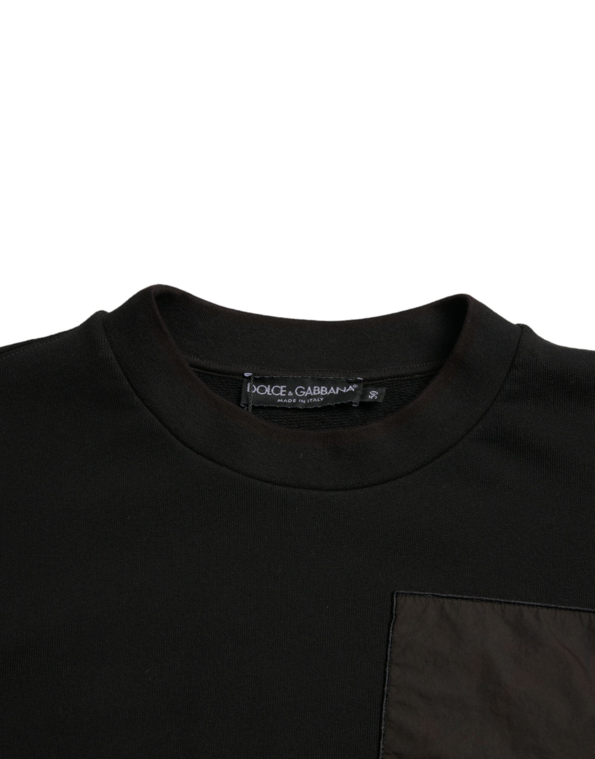 Dolce & Gabbana Black Cotton Crew Neck Men Pullover Sweater -   -  Dolce & Gabbana.