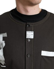 Dolce & Gabbana Dark Gray Cotton Button Down Pullover Sweater -   -  Dolce & Gabbana.