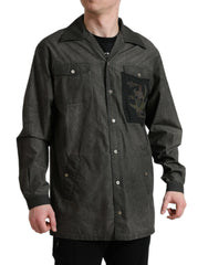 Dolce & Gabbana Dark Gray Cotton Collared Long Sleeves Shirt -   -  Dolce & Gabbana.