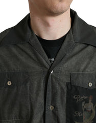 Dolce & Gabbana Dark Gray Cotton Collared Long Sleeves Shirt -   -  Dolce & Gabbana.