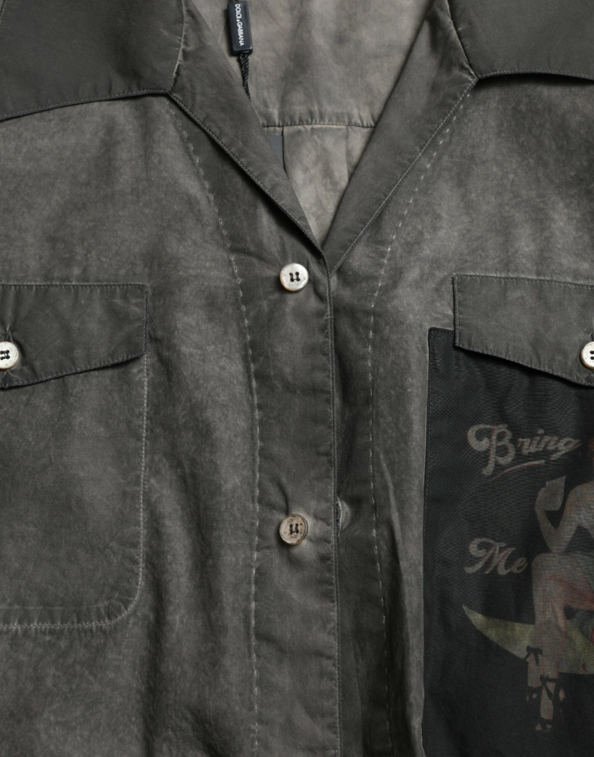 Dolce & Gabbana Dark Gray Cotton Collared Long Sleeves Shirt -   -  Dolce & Gabbana.