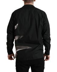 Dolce & Gabbana Black Floral Cotton Collared Long Sleeves Men Shirt -   -  Dolce & Gabbana.