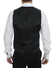 Dolce & Gabbana Gray Striped Wool Single Breasted Vest -  Vests for Men Suits -  Dolce & Gabbana.