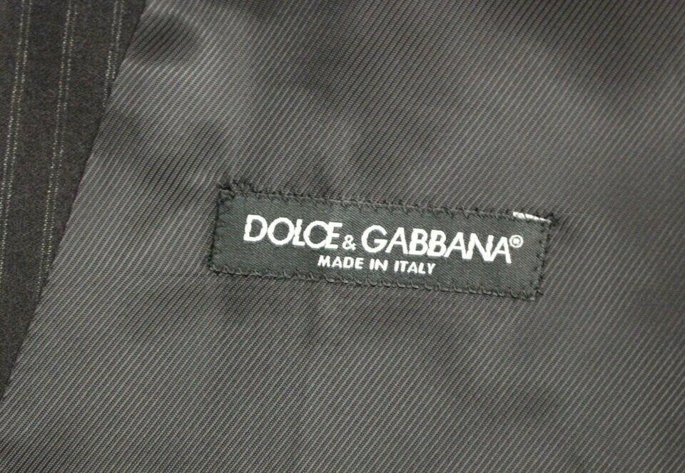 Dolce & Gabbana Black Striped Wool Single Breasted Vest -  Vests for Men Suits -  Dolce & Gabbana.