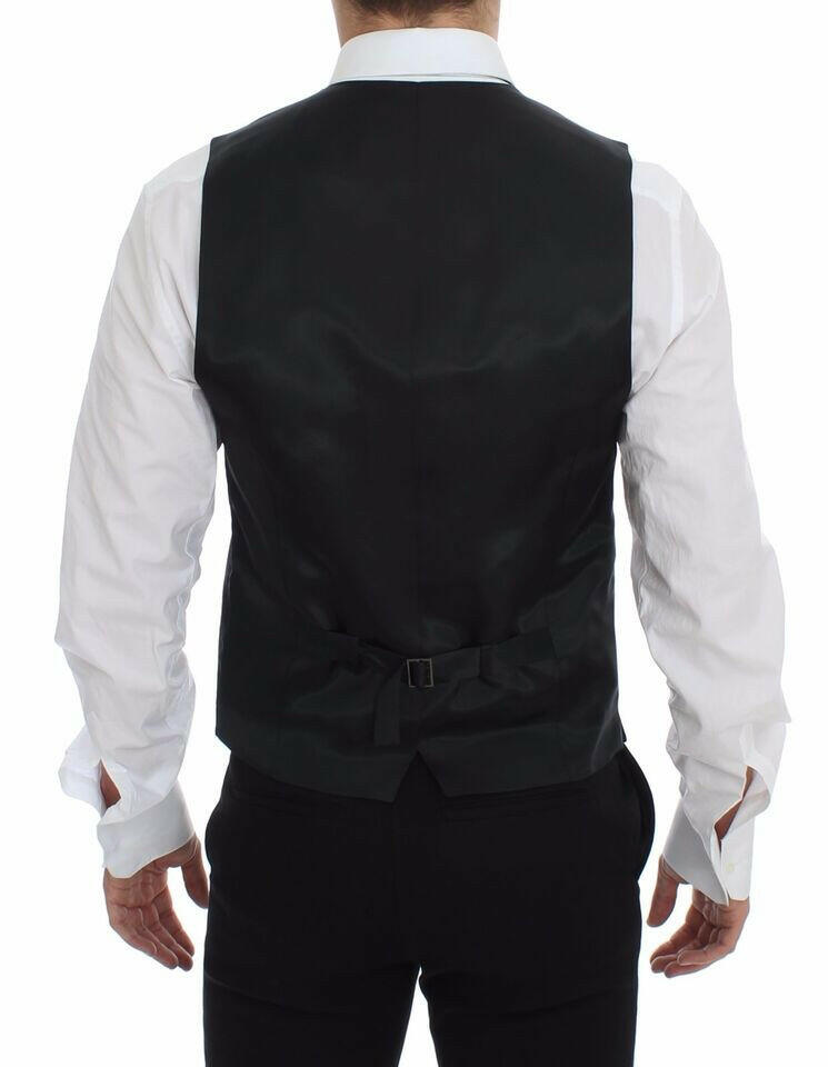 Dolce & Gabbana Gray Striped Wool Logo Vest Gilet Weste -  Vests for Men Suits -  Dolce & Gabbana.