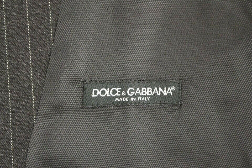 Dolce & Gabbana Gray Striped Wool Logo Vest Gilet Weste -  Vests for Men Suits -  Dolce & Gabbana.