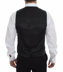Dolce & Gabbana Gray Striped Wool Logo Vest Gilet Weste -  Vests for Men Suits -  Dolce & Gabbana.