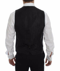 Dolce & Gabbana Black Striped Wool Logo Vest Gilet Weste -  Vests for Men Suits -  Dolce & Gabbana.