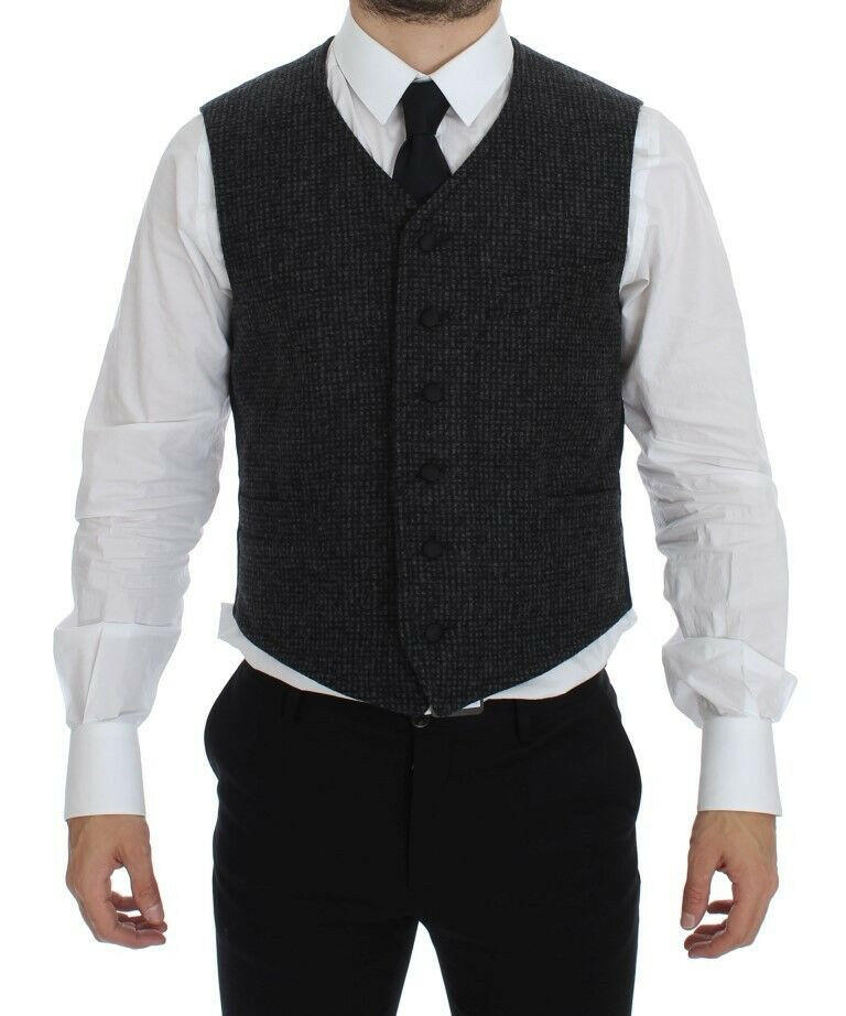 Dolce & Gabbana Gray Wool Blend Vest Gilet Weste -  Vests for Men Suits -  Dolce & Gabbana.