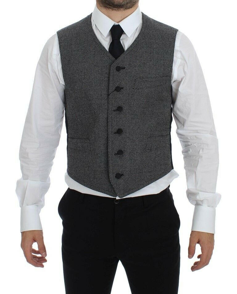 Dolce & Gabbana Gray Cotton Blend Logo Vest Gilet Weste -  Vests for Men Suits -  Dolce & Gabbana.