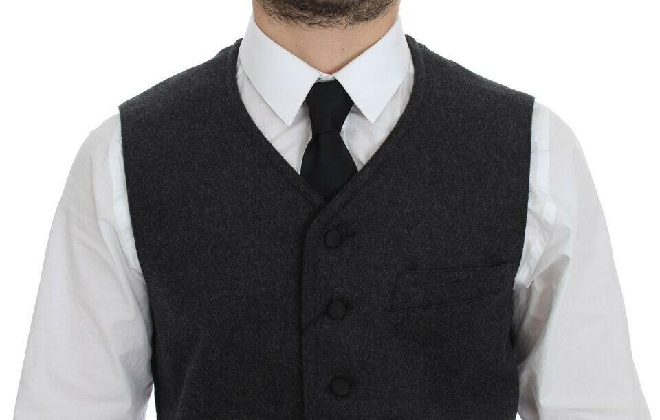 Dolce & Gabbana Gray Wool Blend Logo Vest Gilet Weste -  Vests for Men Suits -  Dolce & Gabbana.