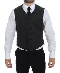 Dolce & Gabbana Gray Wool Blend Logo Vest Gilet Weste -  Vests for Men Suits -  Dolce & Gabbana.