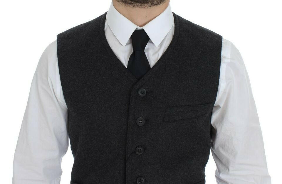 Dolce & Gabbana Gray Wool Blend Vest Gilet Weste -  Vests for Men Suits -  Dolce & Gabbana.