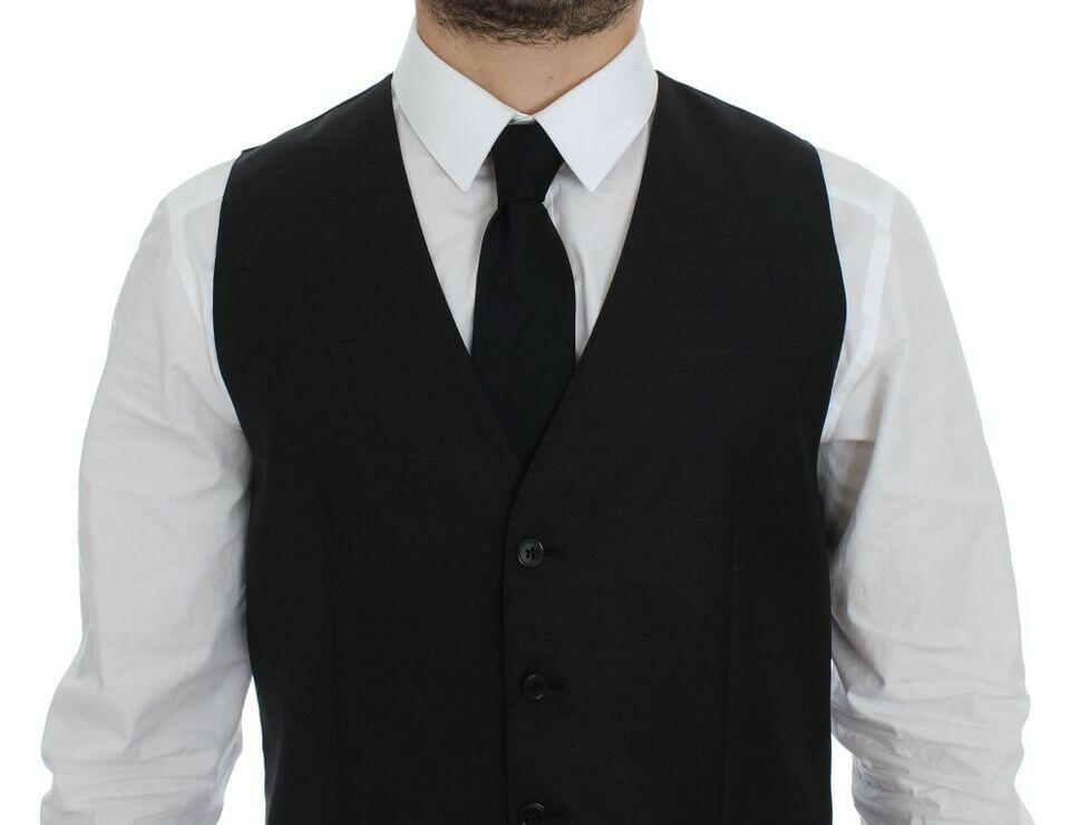 Dolce & Gabbana Gray Wool Silk Dress Vest Gilet Weste -  Vests for Men Suits -  Dolce & Gabbana.