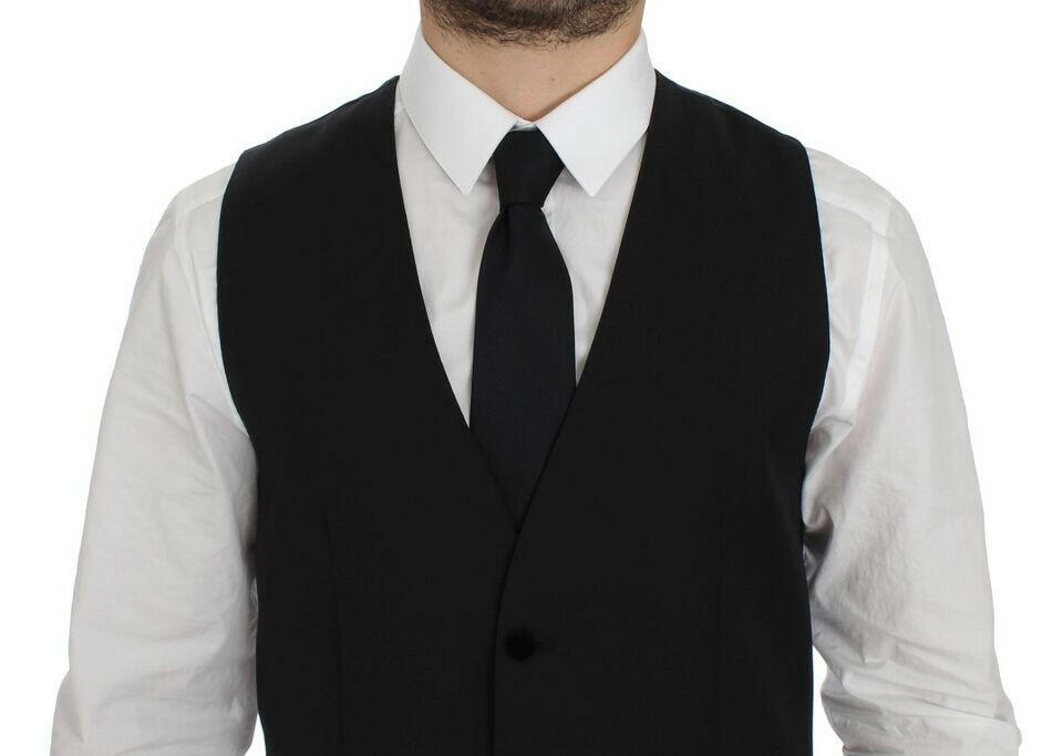 Dolce & Gabbana Black Wool Formal Dress Vest Gilet Weste -  Vests for Men Suits -  Dolce & Gabbana.