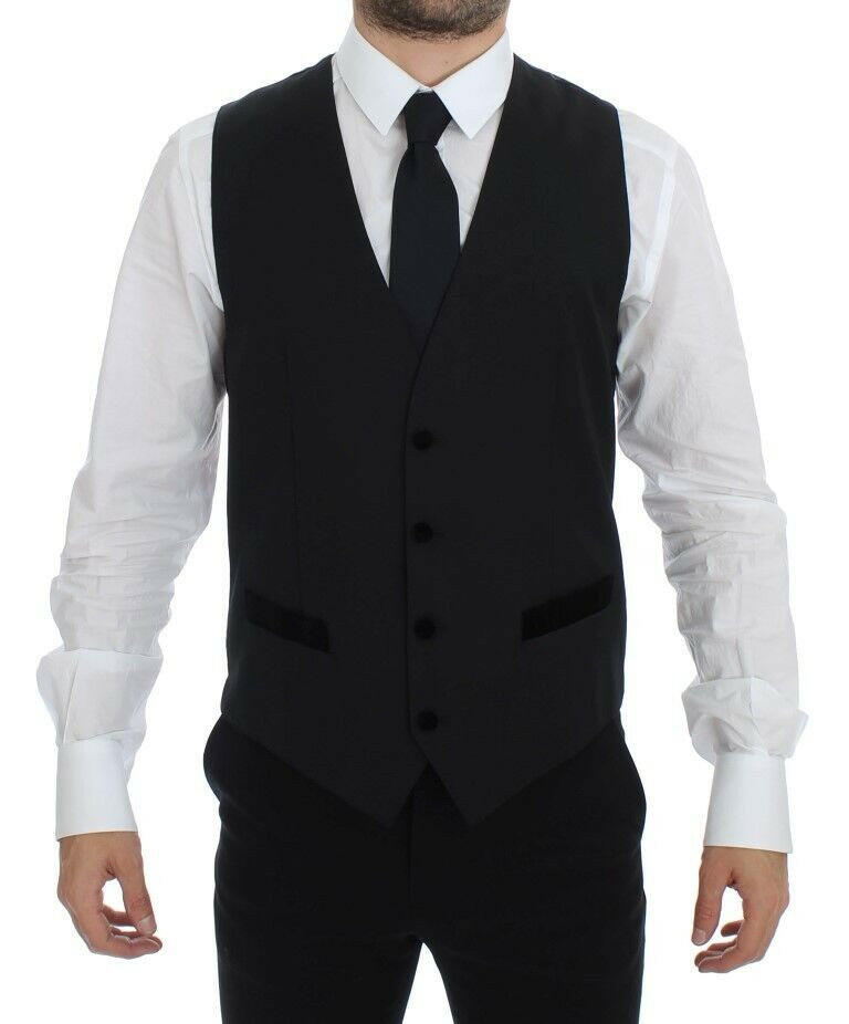 Dolce & Gabbana Black Wool Formal Dress Vest Gilet Weste -  Vests for Men Suits -  Dolce & Gabbana.