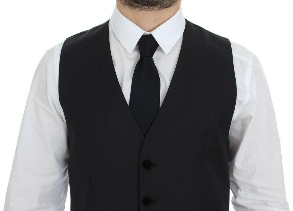 Dolce & Gabbana Gray Wool Formal Dress Vest Gilet Weste -  Vests for Men Suits -  Dolce & Gabbana.