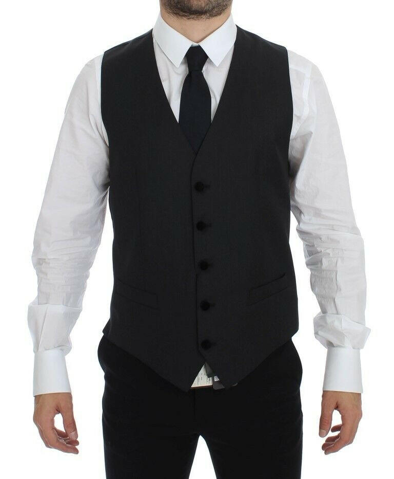 Dolce & Gabbana Gray Wool Formal Dress Vest Gilet Weste -  Vests for Men Suits -  Dolce & Gabbana.