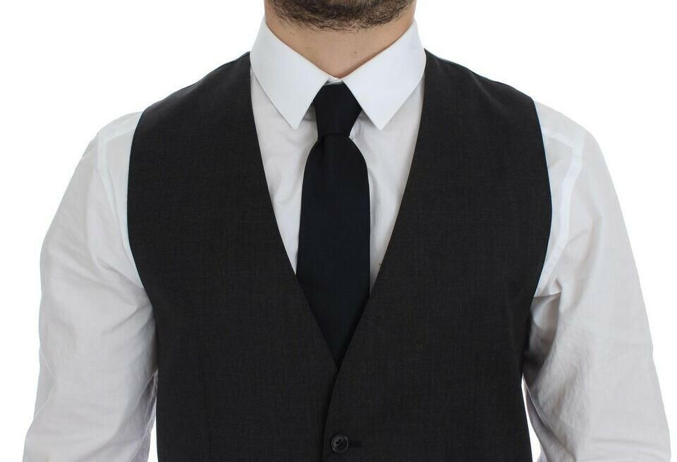 Dolce & Gabbana Gray Wool Formal Dress Vest Gilet Weste -  Vests for Men Suits -  Dolce & Gabbana.