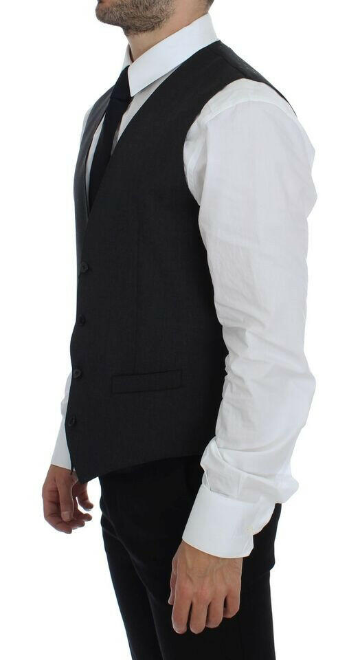 Dolce & Gabbana Gray Wool Formal Dress Vest Gilet Weste -  Vests for Men Suits -  Dolce & Gabbana.