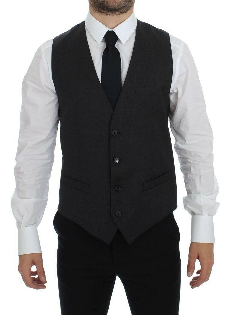 Dolce & Gabbana Gray Wool Formal Dress Vest Gilet Weste -  Vests for Men Suits -  Dolce & Gabbana.