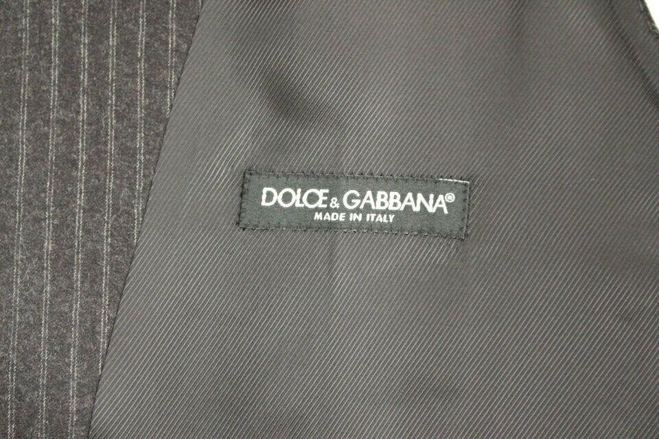 Dolce & Gabbana Gray Striped Wool Single Breasted Vest -  Vests for Men Suits -  Dolce & Gabbana.
