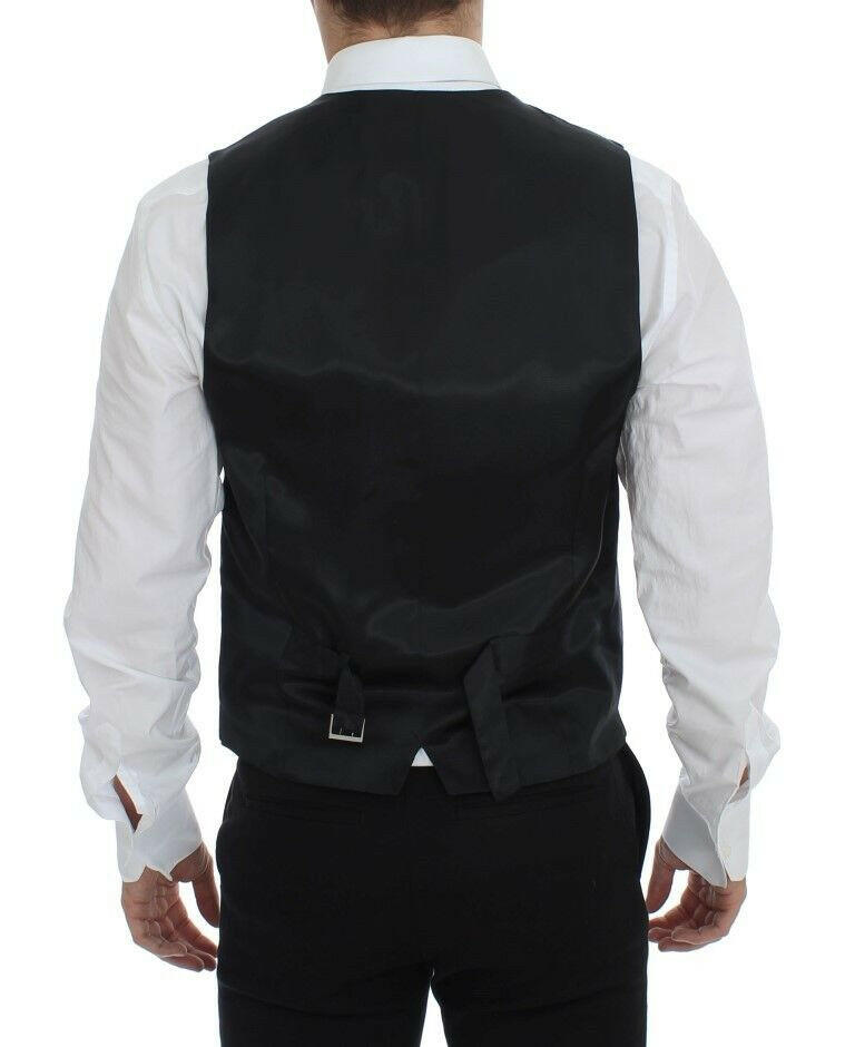 Dolce & Gabbana Gray Striped Wool Single Breasted Vest -  Vests for Men Suits -  Dolce & Gabbana.
