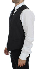 Dolce & Gabbana Gray Striped Wool Single Breasted Vest -  Vests for Men Suits -  Dolce & Gabbana.