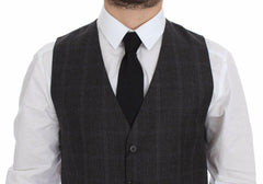 Dolce & Gabbana Brown Check Wool Single Breasted Vest -  Vests for Men Suits -  Dolce & Gabbana.