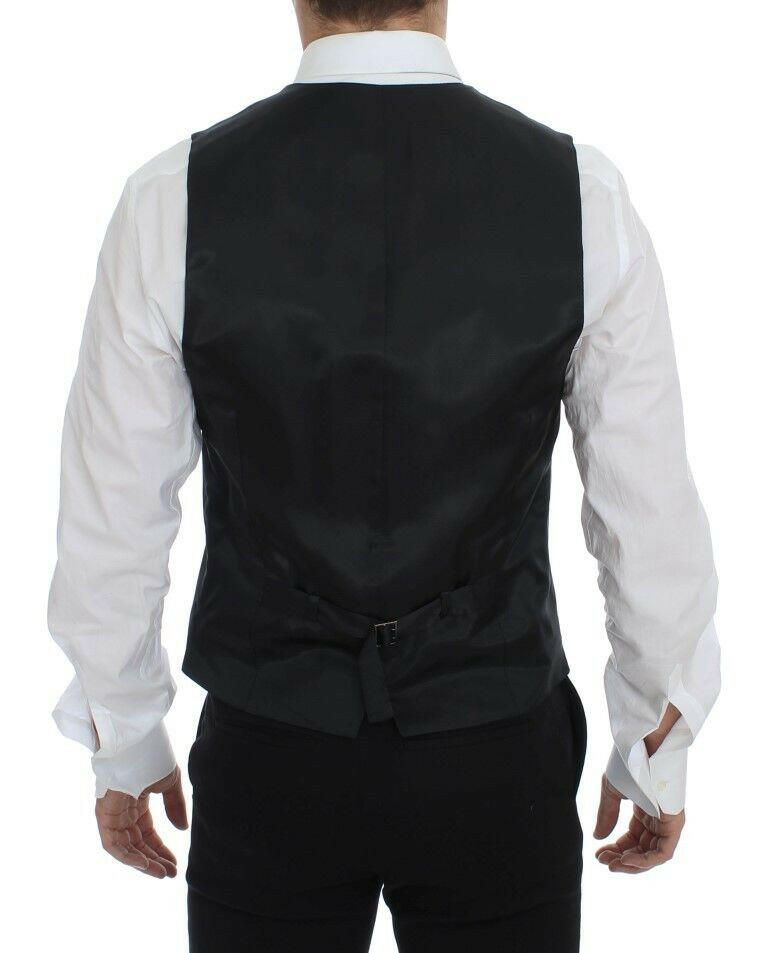 Dolce & Gabbana Gray Striped Wool Single Breasted Vest -  Vests for Men Suits -  Dolce & Gabbana.