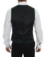 Dolce & Gabbana Gray Striped Wool Single Breasted Vest -  Vests for Men Suits -  Dolce & Gabbana.