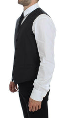 Dolce & Gabbana Gray Striped Wool Single Breasted Vest -  Vests for Men Suits -  Dolce & Gabbana.