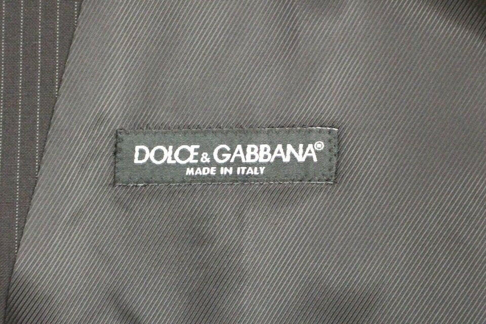 Dolce & Gabbana Black Striped Wool Single Breasted Vest -  Vests for Men Suits -  Dolce & Gabbana.
