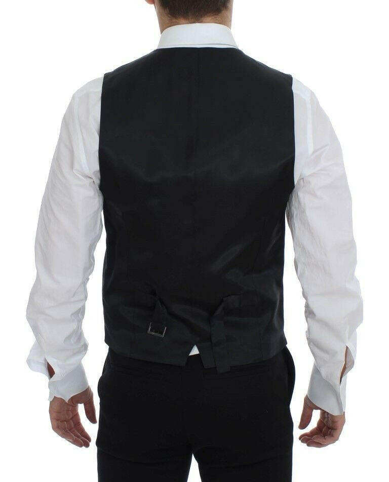 Dolce & Gabbana Gray Striped Wool Single Breasted Vest -  Vests for Men Suits -  Dolce & Gabbana.