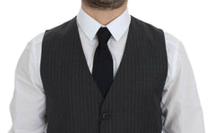 Dolce & Gabbana Gray Striped Wool Single Breasted Vest -  Vests for Men Suits -  Dolce & Gabbana.