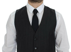 Dolce & Gabbana Gray Striped Wool Logo Vest Gilet Weste -  Vests for Men Suits -  Dolce & Gabbana.