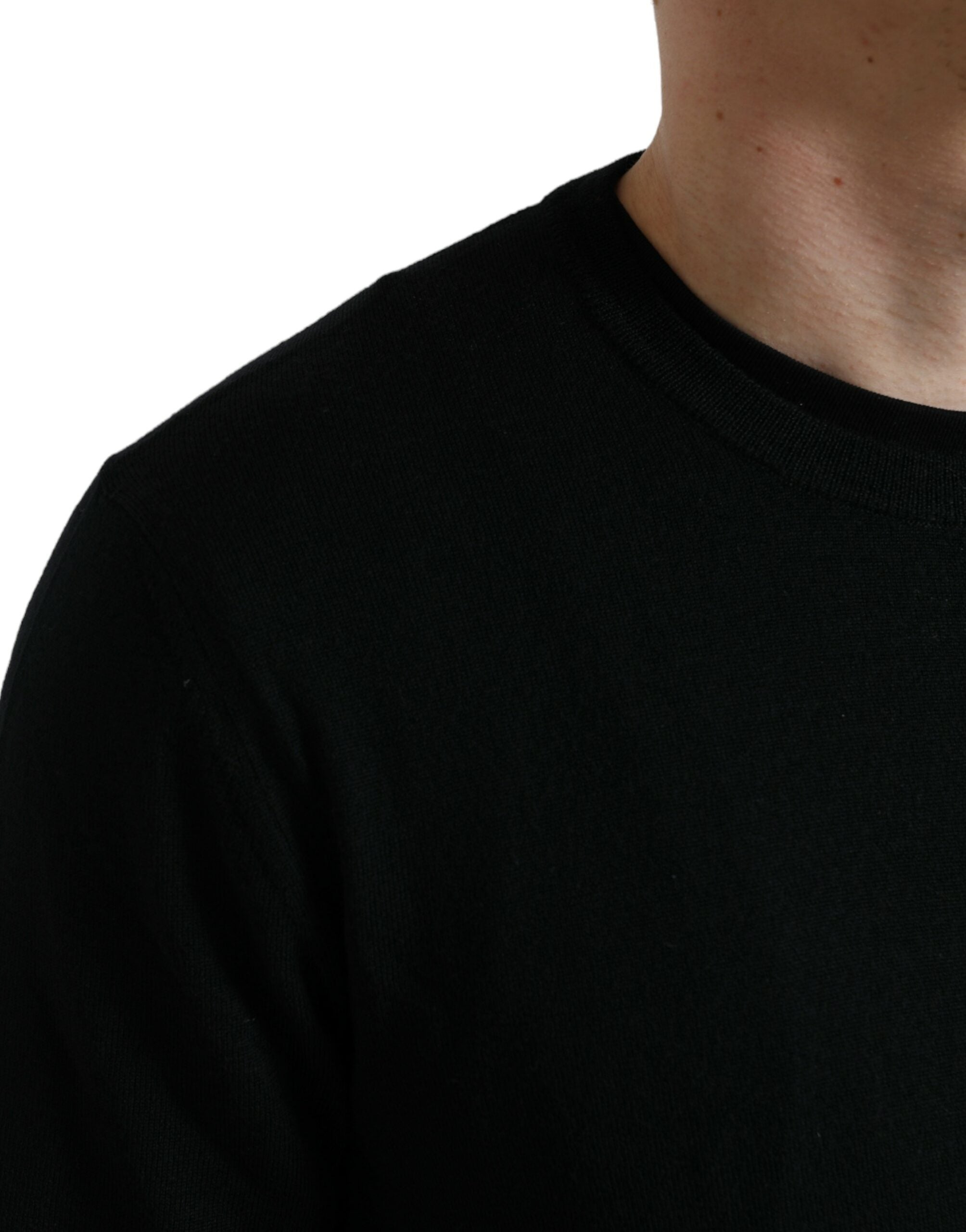 Dolce & Gabbana Black Wool Round Neck Pullover Sweater -   -  Dolce & Gabbana.