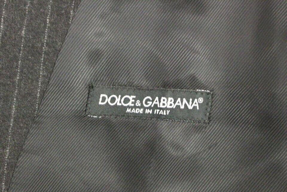Dolce & Gabbana Gray Striped Wool Logo Vest Gilet Vests -  Vests for Men Suits -  Dolce & Gabbana.