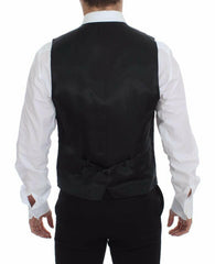 Dolce & Gabbana Gray Striped Wool Logo Vest Gilet Vests -  Vests for Men Suits -  Dolce & Gabbana.