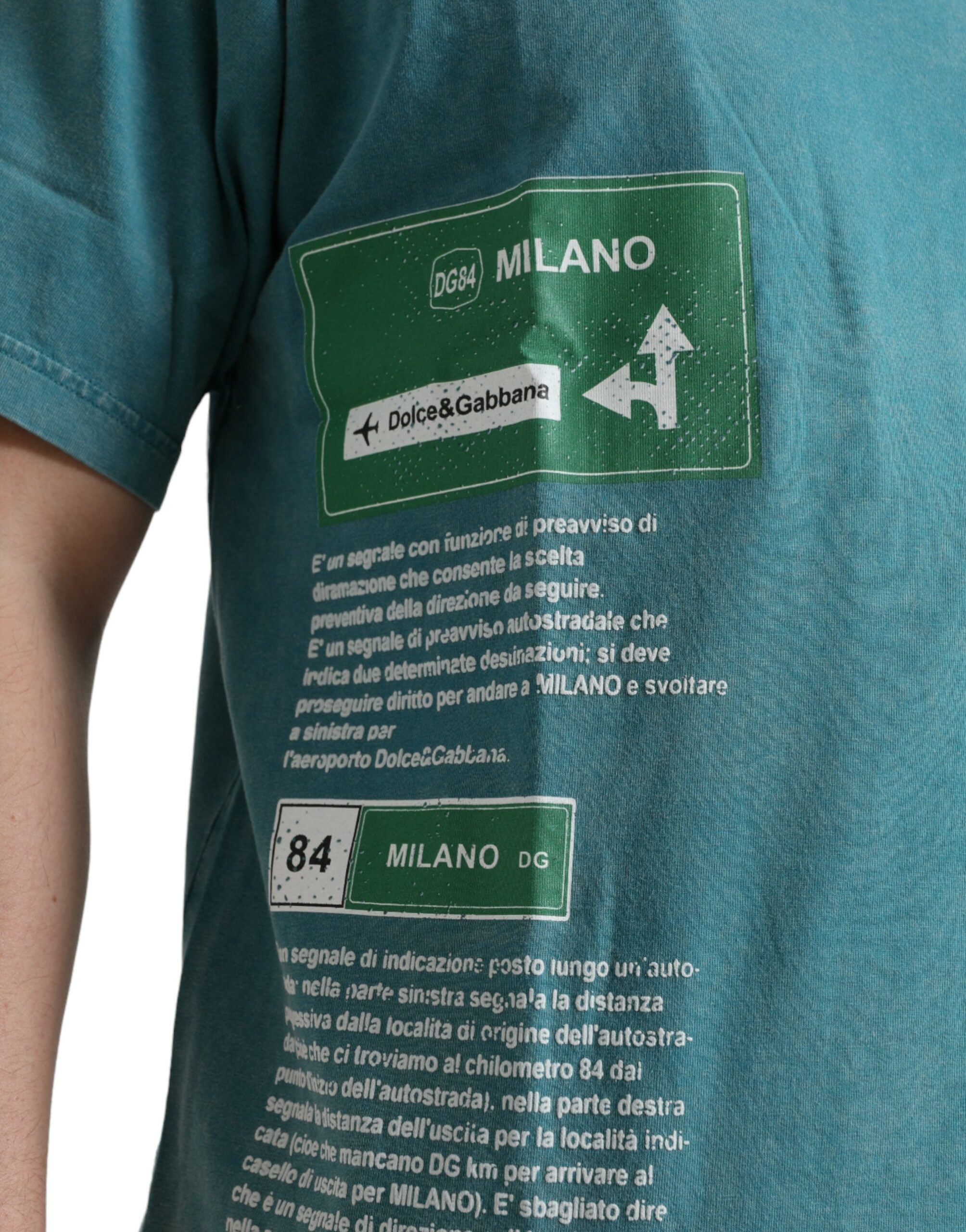 Dolce & Gabbana Blue Cotton Milano Street Round Neck T-shirt -   -  Dolce & Gabbana.