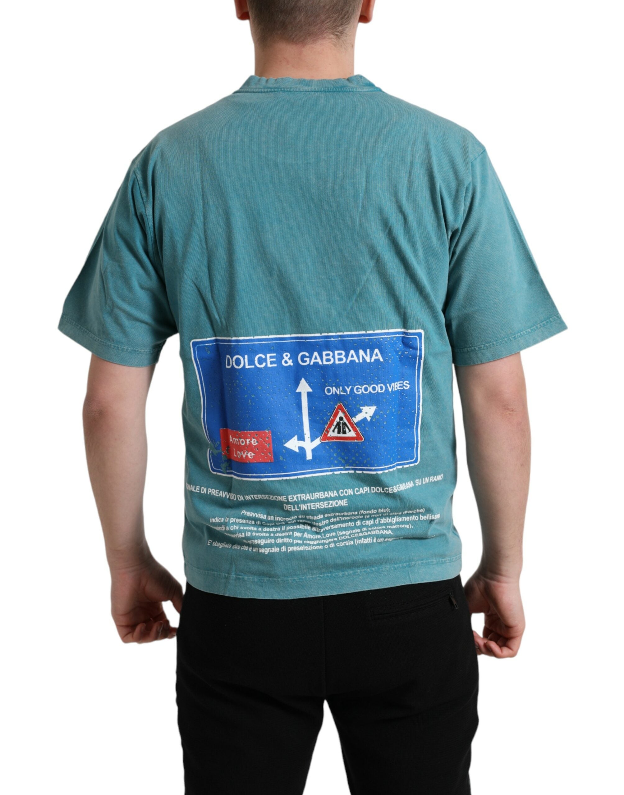 Dolce & Gabbana Blue Cotton Milano Street Round Neck T-shirt -   -  Dolce & Gabbana.