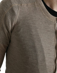 Dolce & Gabbana Henley Pullover Beige Cashmere Sweater -   -  Dolce & Gabbana.