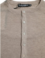 Dolce & Gabbana Henley Pullover Beige Cashmere Sweater -   -  Dolce & Gabbana.