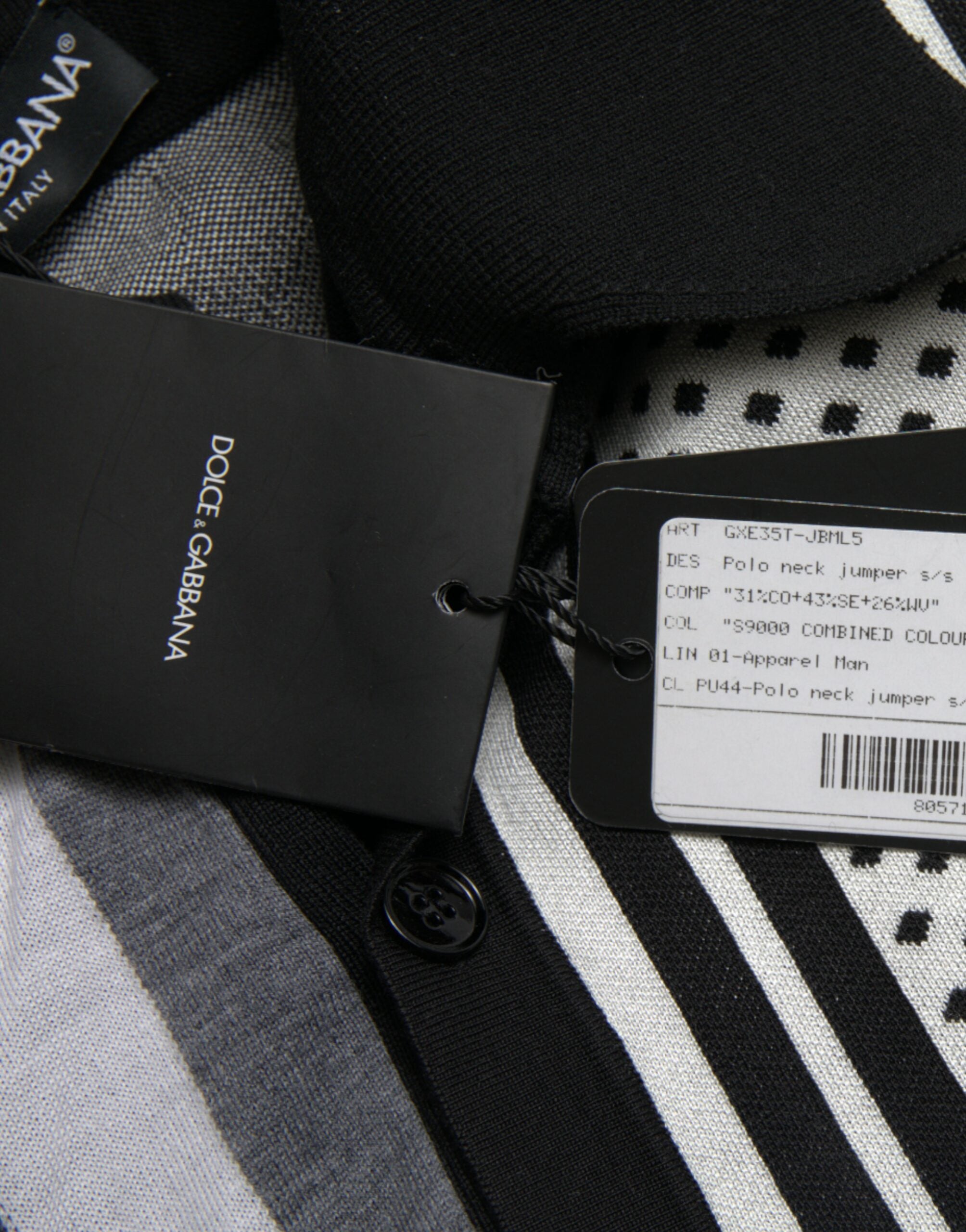 Dolce & Gabbana Black White Jumper Cardigan Polo Sweater -   -  Dolce & Gabbana.