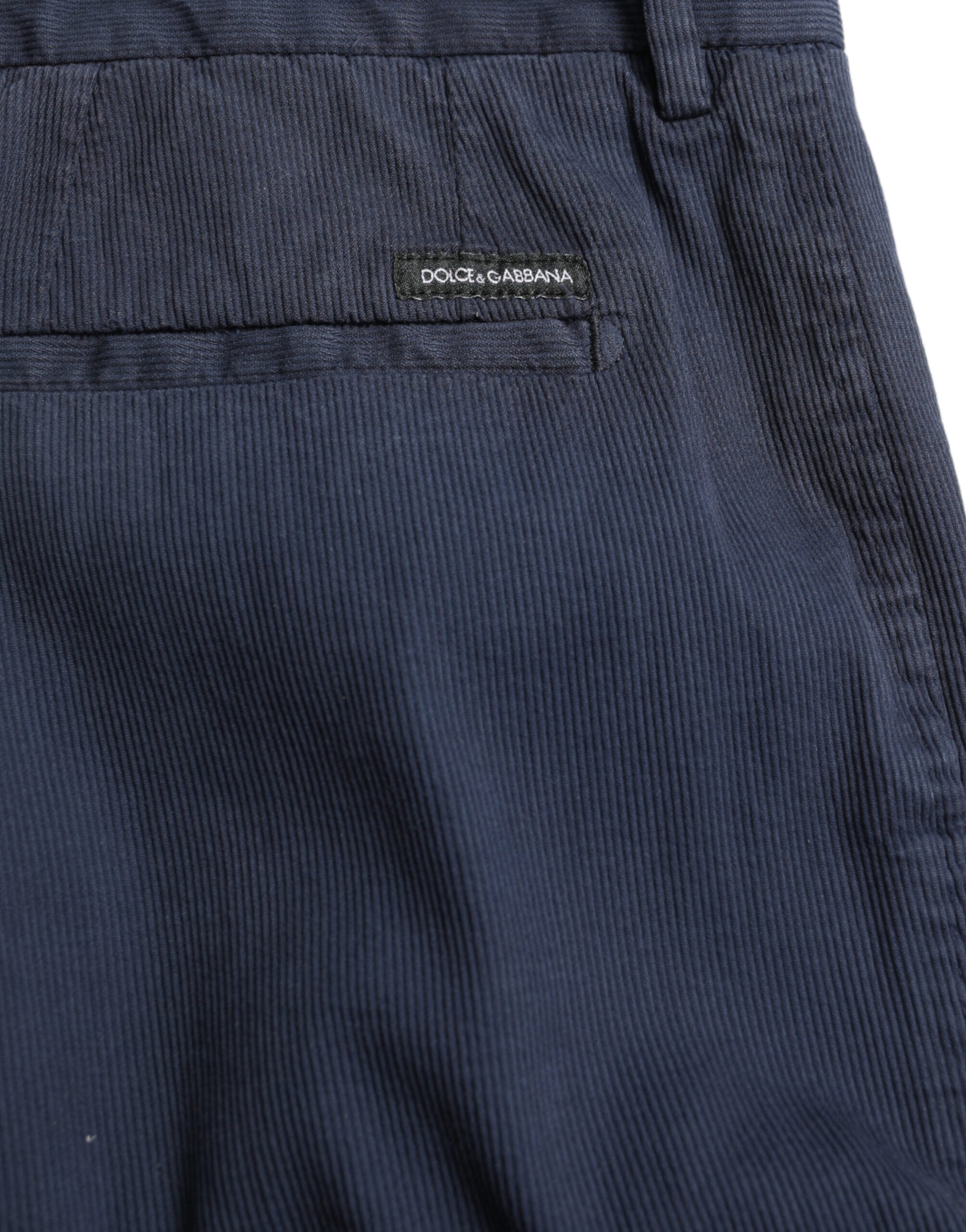Dolce & Gabbana Dark Blue Cotton Stretch Slim Fit Dress Pants -   -  Dolce & Gabbana.